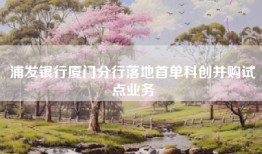 浦发银行厦门分行落地首单科创并购试点业务