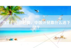 当工厂迁往越南，中国外贸靠什么活下去？